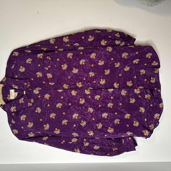 Tess Tops - Vintage 90’s Tess Women’s Blouse Purple with Crown Designs Size 8